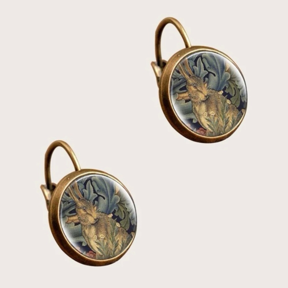 Vintage Inspired Rabbit Print Earrings.
